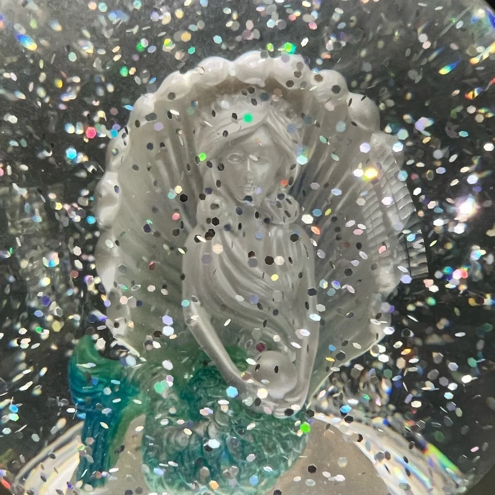 Bath and Bodyworks Elegant White and Green Mermaid Snow Globe Candle Holder